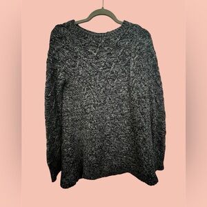 Marled Black & White Cable Crewneck Sweater